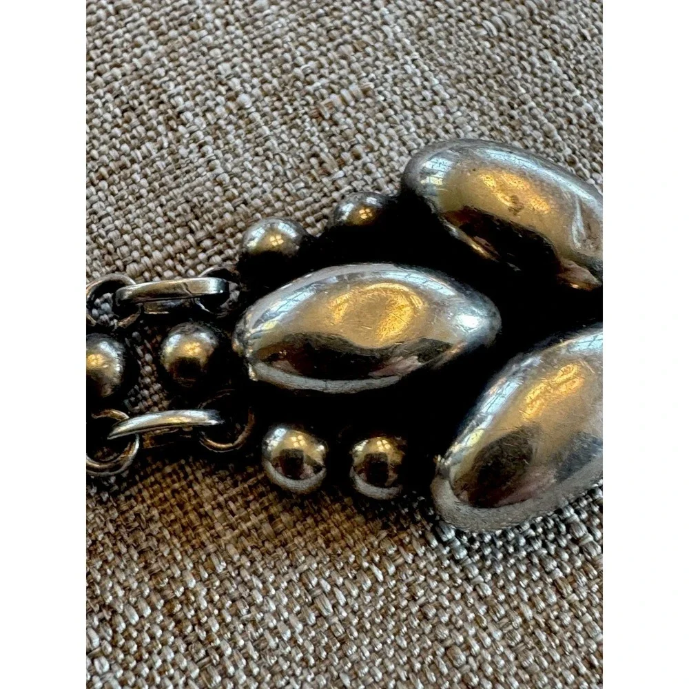 RRA Mexico Sterling Silver 925 Leaf Bead Link Bracelet 7